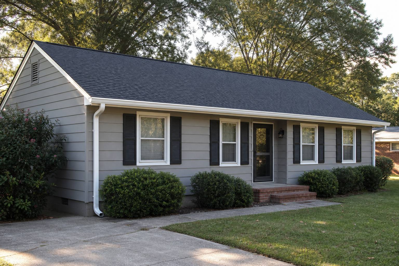 Roof repair in progress with exposed decking, underlayment, drip edge, and replacement shingles